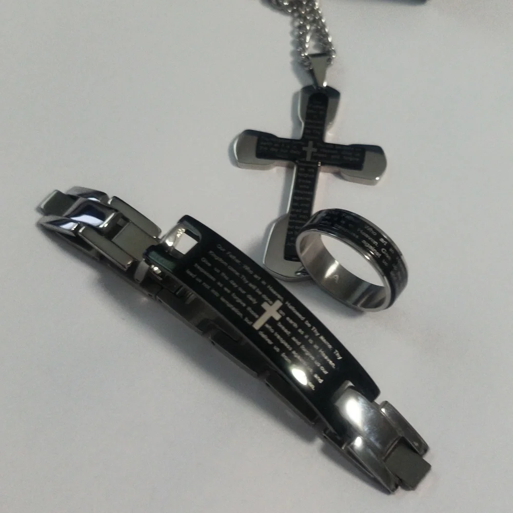 Vtg Men Lord's Prayer Stainless Steel Set